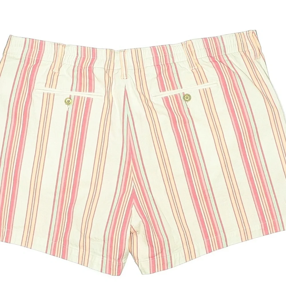 Lands' End Women's Pink and Cream Striped Shorts